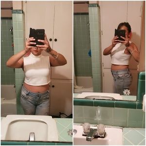 White turtleneck croptop
